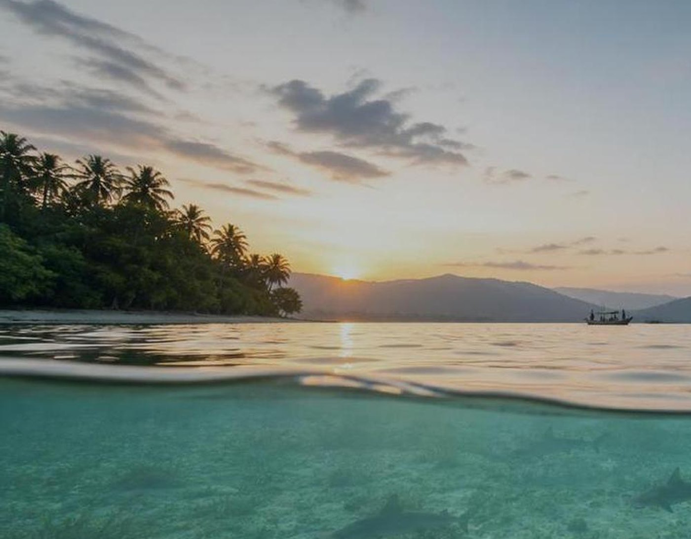 Aceh coast and island water at sunset
